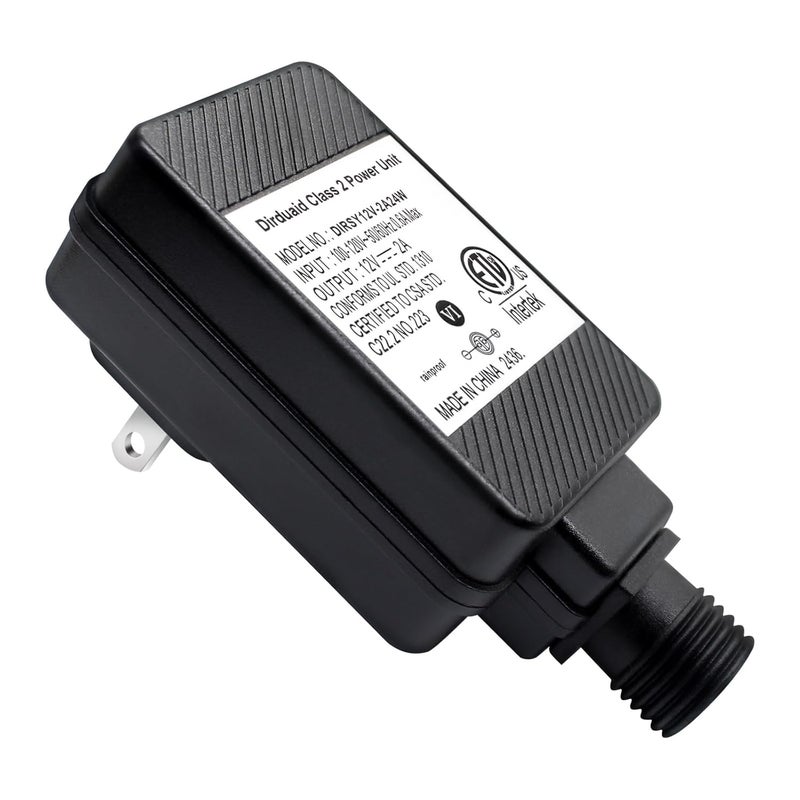 Dirduaid LED Transformer 12V 2A Inflatable Adapter Replacement Class 2 Power Unit, IP44 Low Voltage Transformer US Plug for String Light, Inflatable Decoration (12V24W) - Image 1